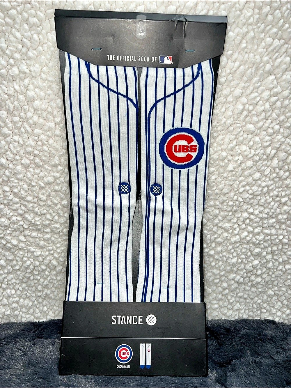 Stance Chicago Cubs MLB Pinstripe Socks White & Blue.  Men's Size Large.  NWT